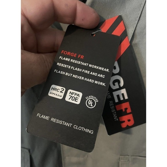 Forge FR Mens Fire Resistant Coveralls Gray Elastic Waist Full Zip Snap 3XL NEW - Picture 12 of 16